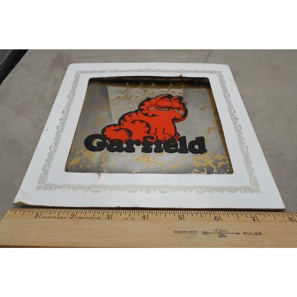 Vintage Garfield the Cat Carnival Mirror w/Cardboard Frame Fair Prize - Picture 2 of 6